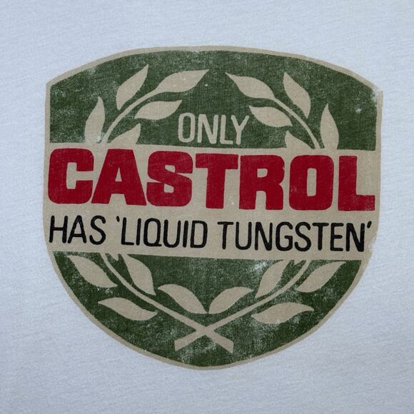 Lucky Brand Castrol Motor Oil White Graphic Retro Tee Size L NWT - Picture 4 of 9